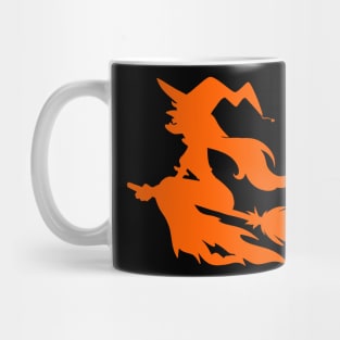 Halloween Witch Orange Silhouette Mug